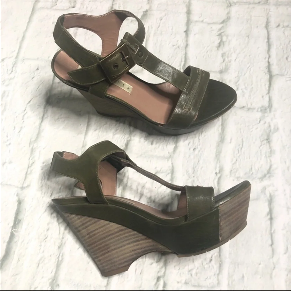 Pura Lopez leather wedge platform sandals